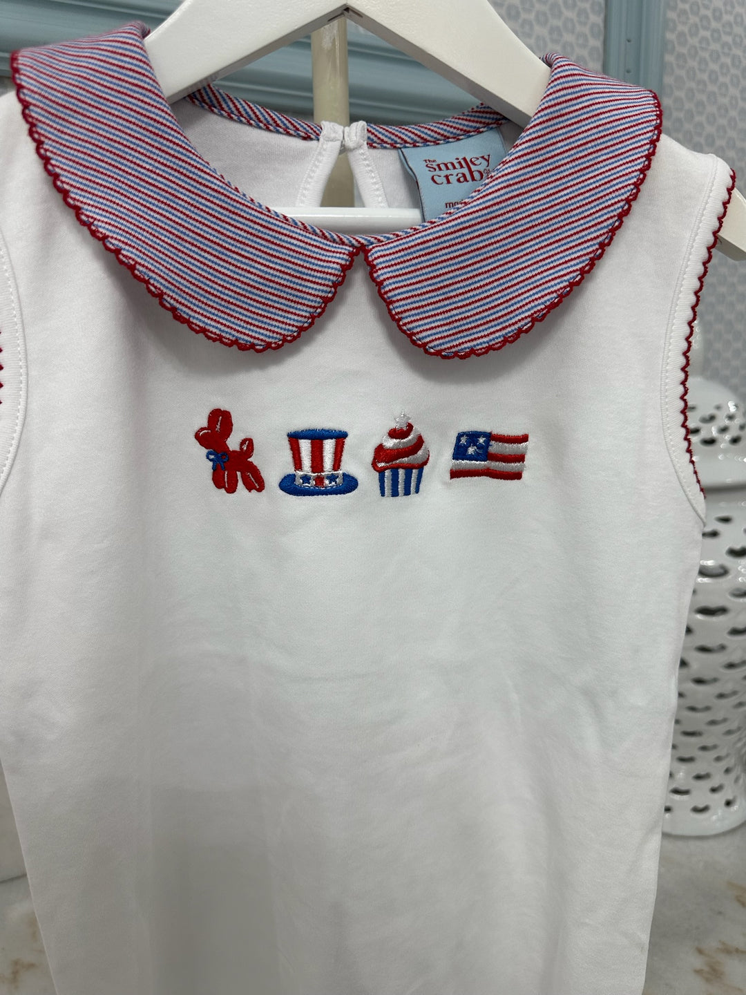 Smiley Crab: Patriotic Icons Collared Tank