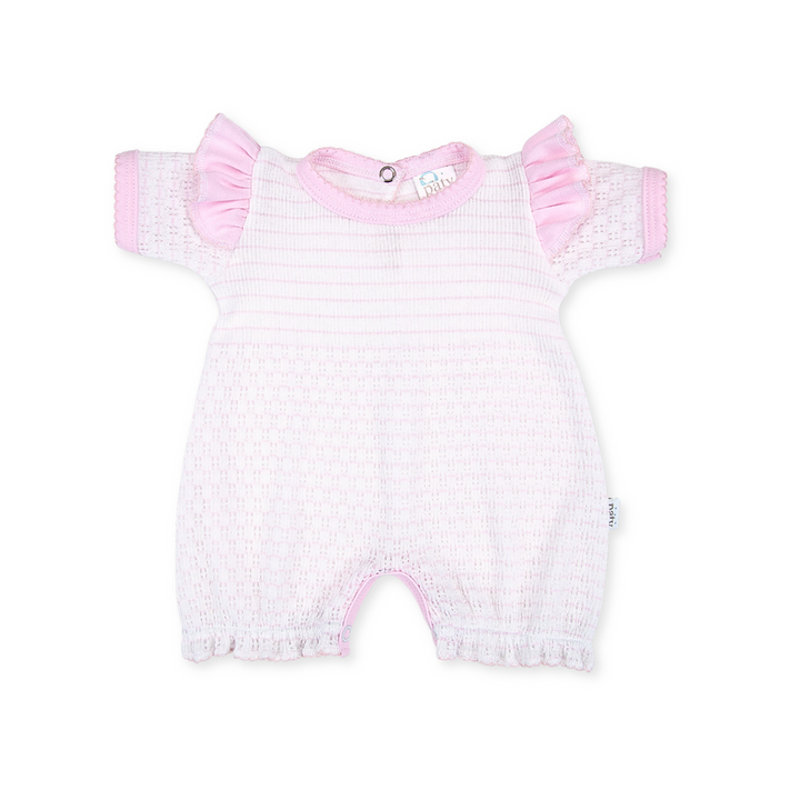Paty Knit Baby Girl Bubble with Shoulder Ruffle Trim - Style #363ASJ