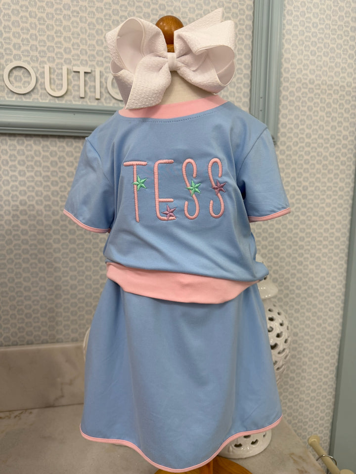 Little Rally Skort Set Blue/ Pink