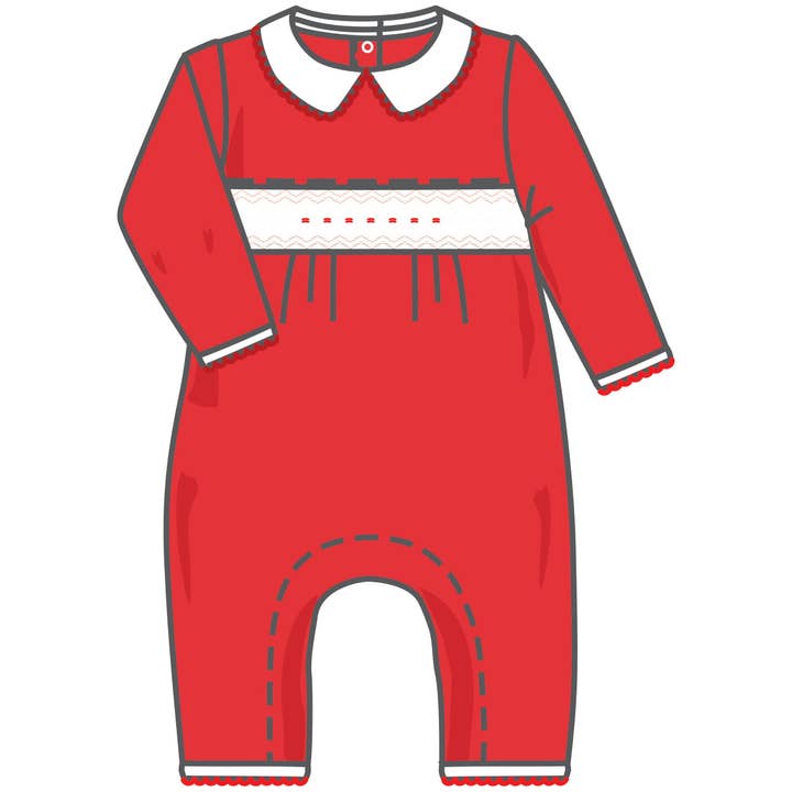 Magnolia Baby - Chris and Eve's Classics Smocked Collared Playsuit - Red Boy