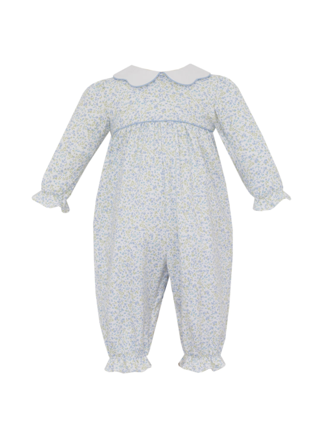 Petit Bebe - Caroline Tiny Blue Floral Knit Romper