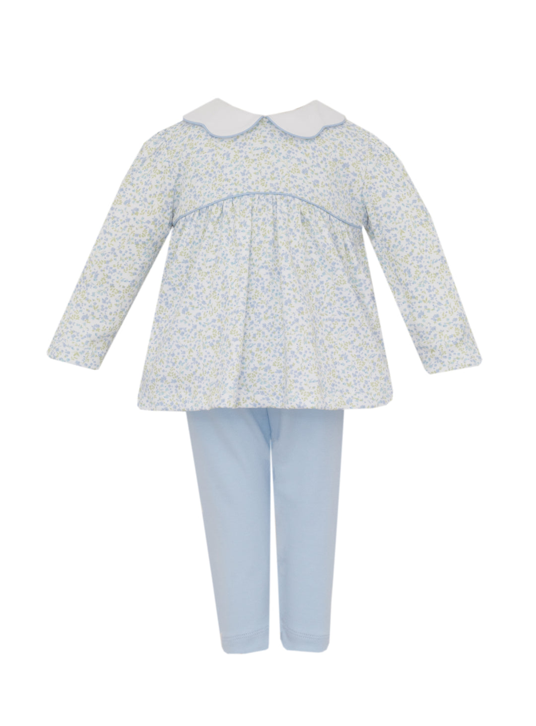 Petit Bebe - Caroline Tiny Blue Floral Knit Tunic Set