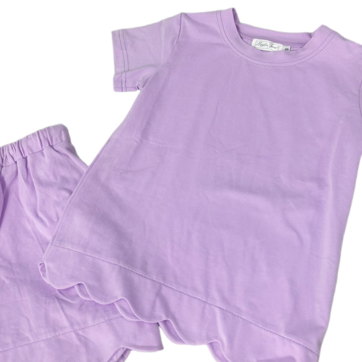 Hampton James Scalloped Cotton Short Set - Light Purple