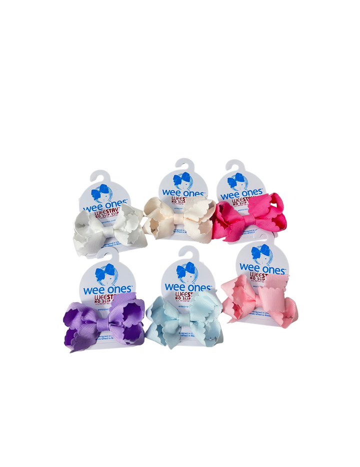 Wee Ones: Mini Grosgrain Hair Bow Scalloped Edge