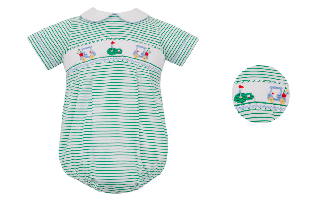 Petit Bebe - Green Knit Stripe Bubble - Golf