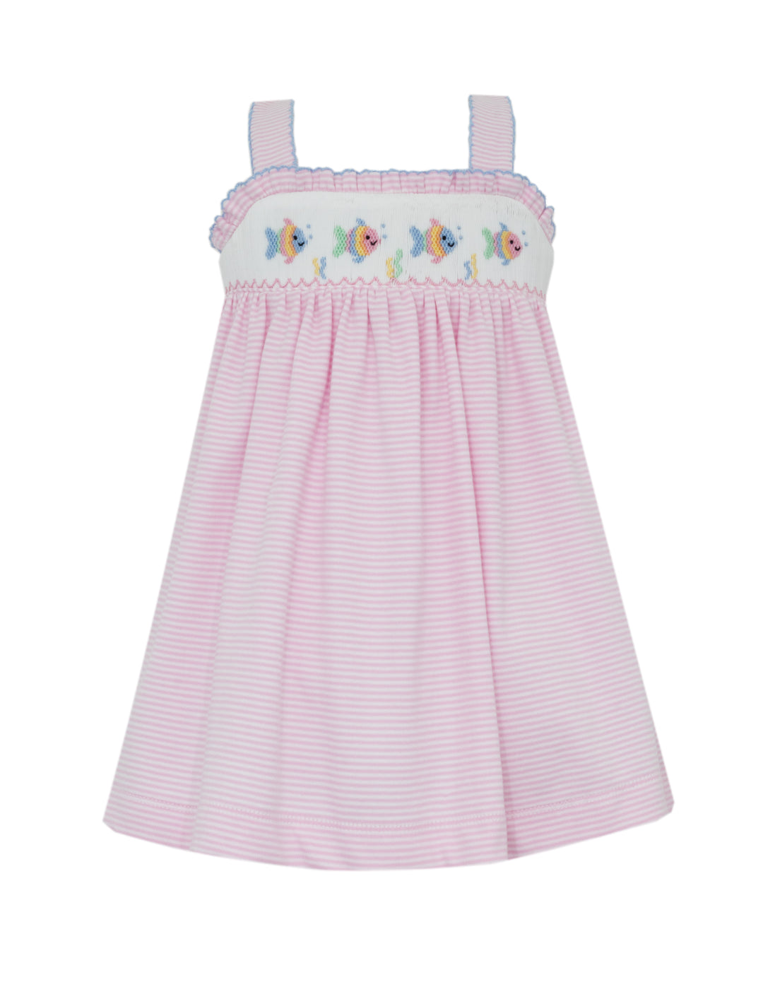 Petit Bebe - Pink knit stripe strap sundress - Fish