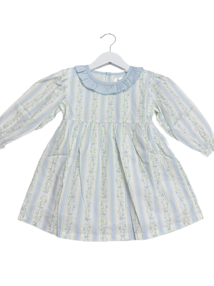 Emma Blue Ruffle Trim Floral Dress