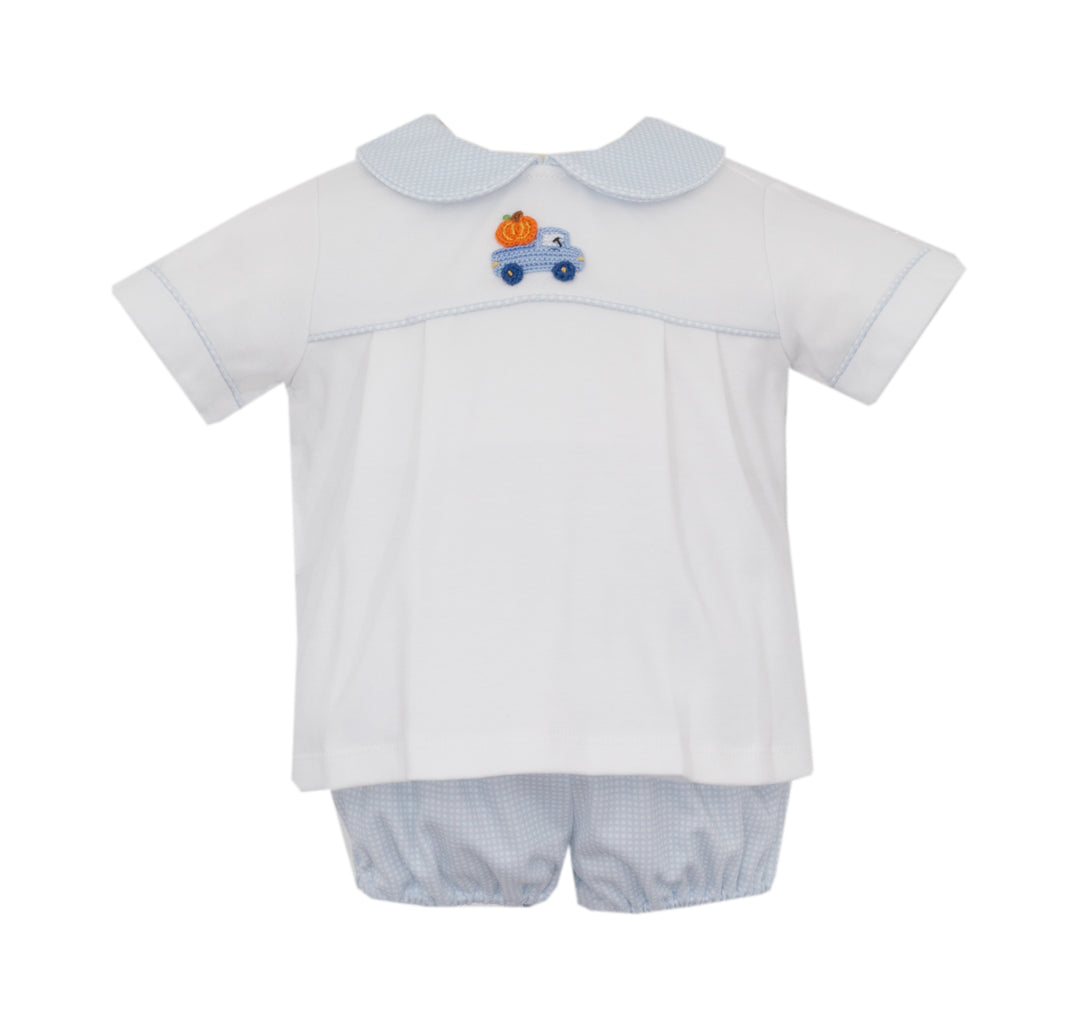 Petit Bebe - Blue Boy Check Pumpkin Diaper Set