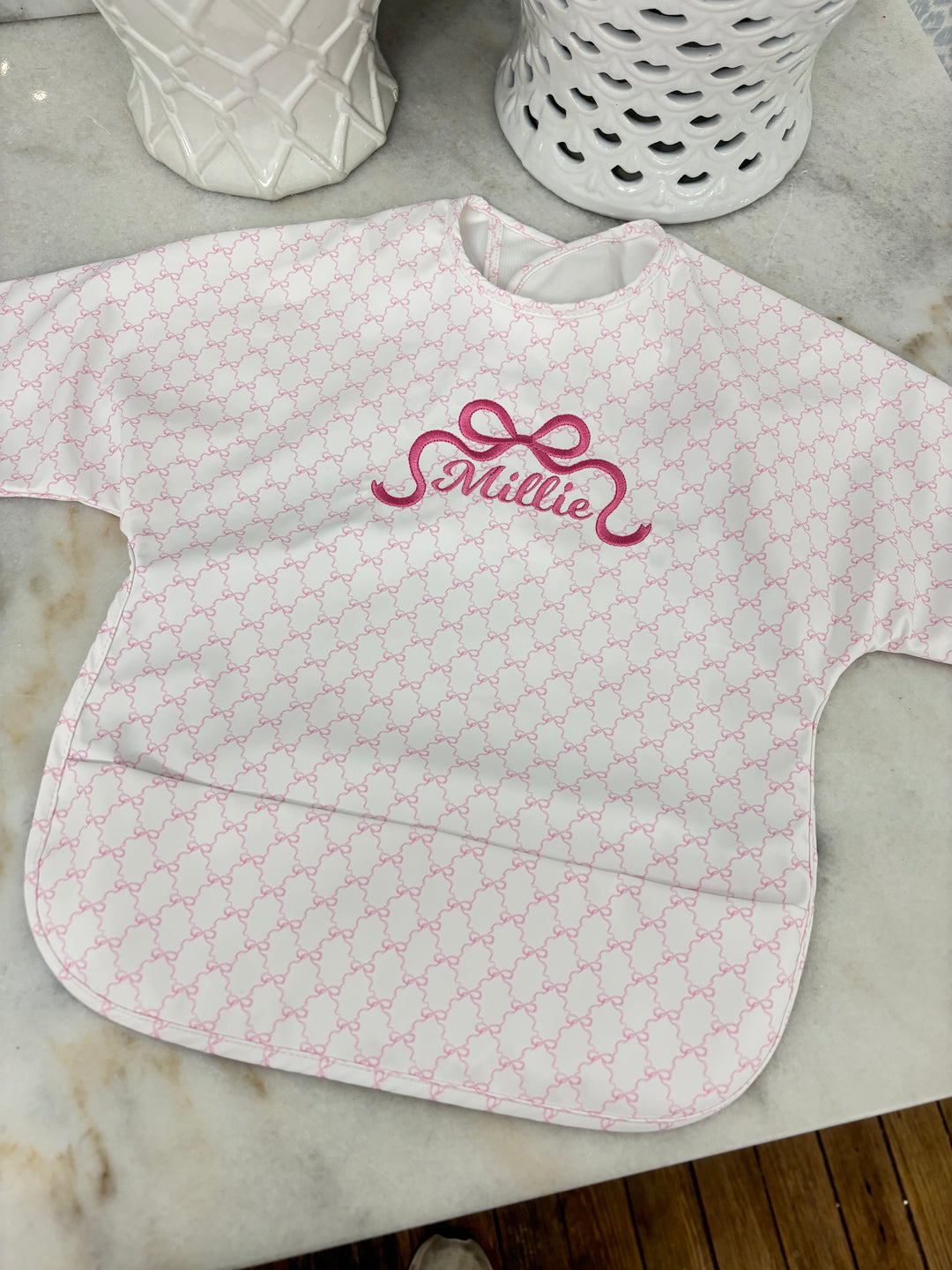 Signature Catch All Bib - Pink Bows - PREORDER ESD 10/20
