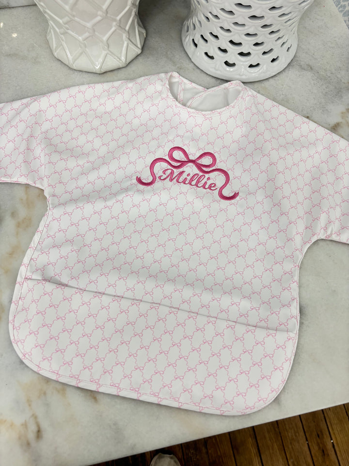 Signature Catch All Bib - Pink Bows - PREORDER ESD 10/20