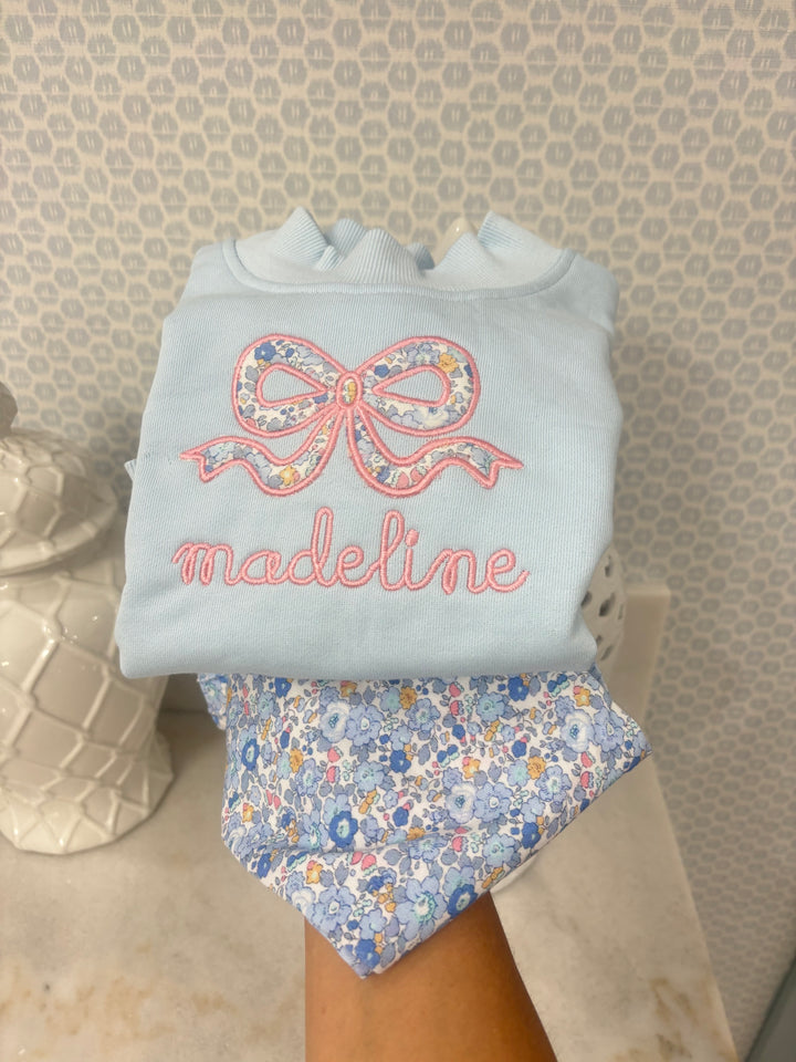 Scalloped Floral Leggings - Light Blue