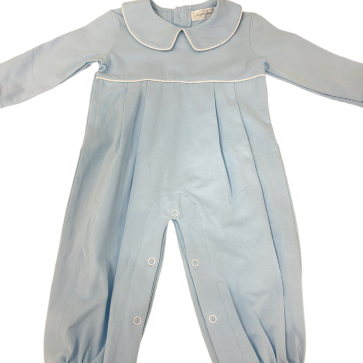 Knox Solid Blue Collared Romper