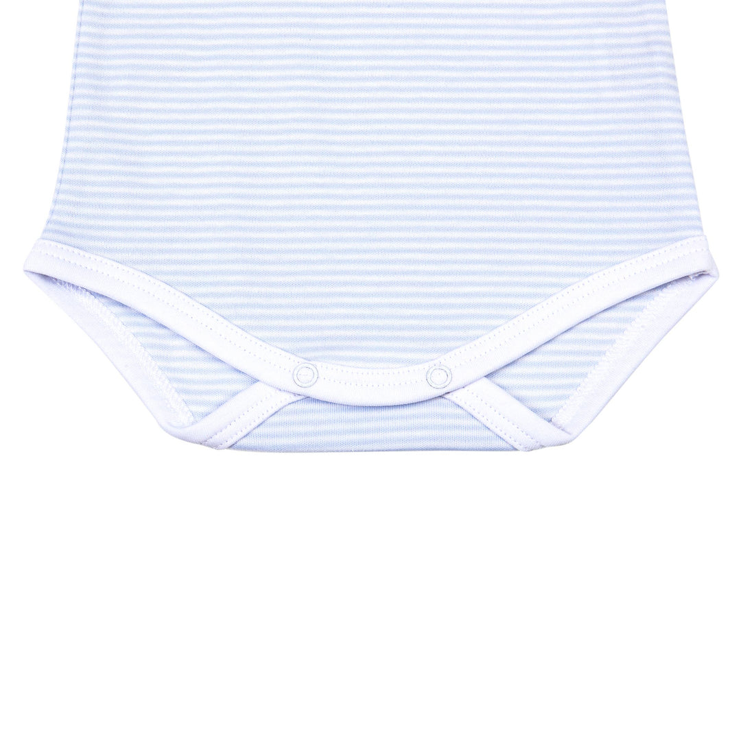 Magnolia Baby - Blue Mini Stripes S/S Lap Bodysuit -
