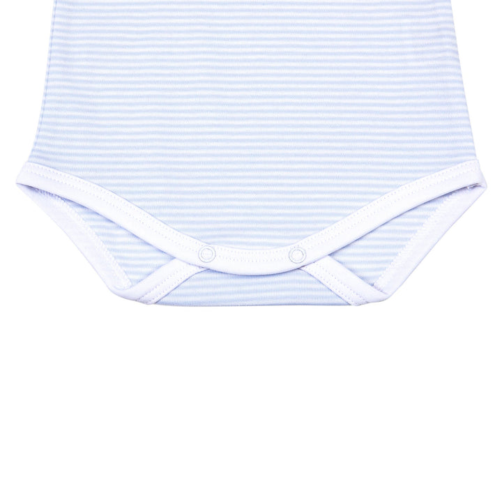 Magnolia Baby - Blue Mini Stripes S/S Lap Bodysuit -