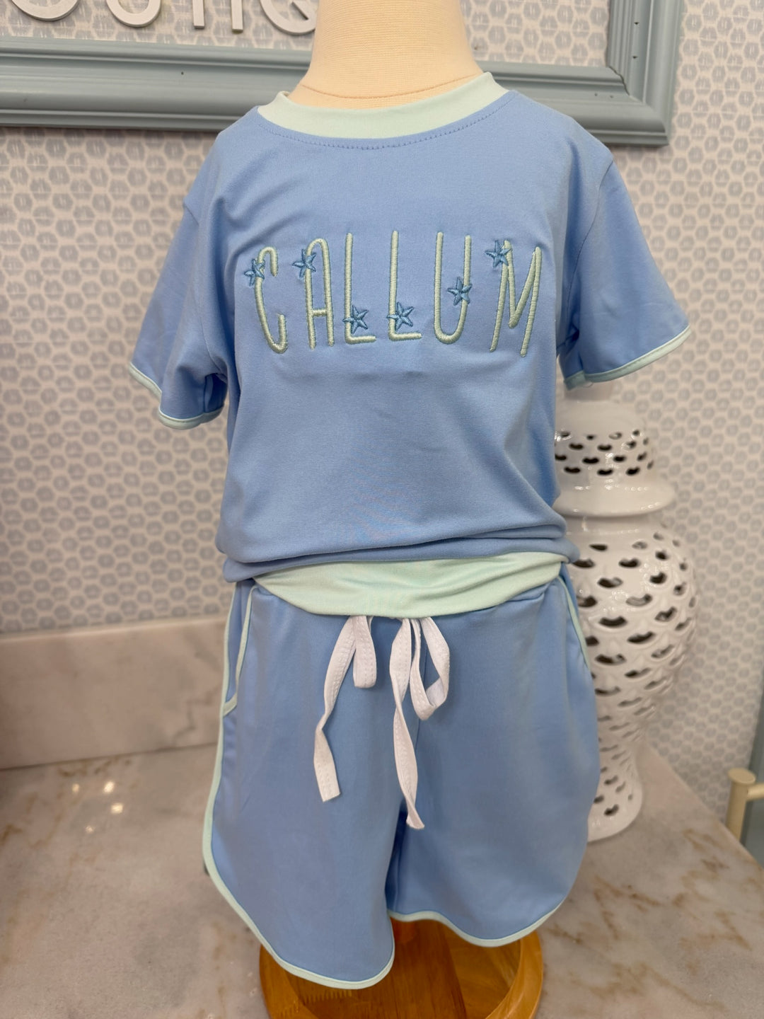 The Tiny Champion Short Set Blue/Mint