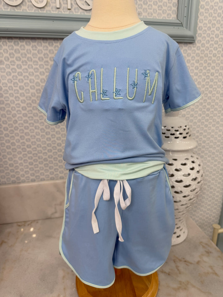 The Tiny Champion Short Set Blue/Mint
