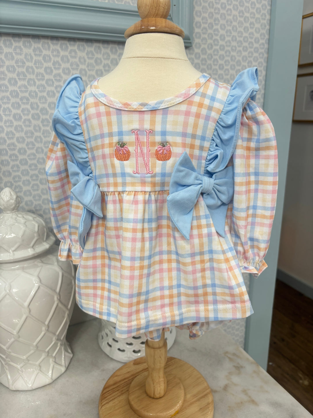 Pastel Plaid Pumpkin Diaper Set