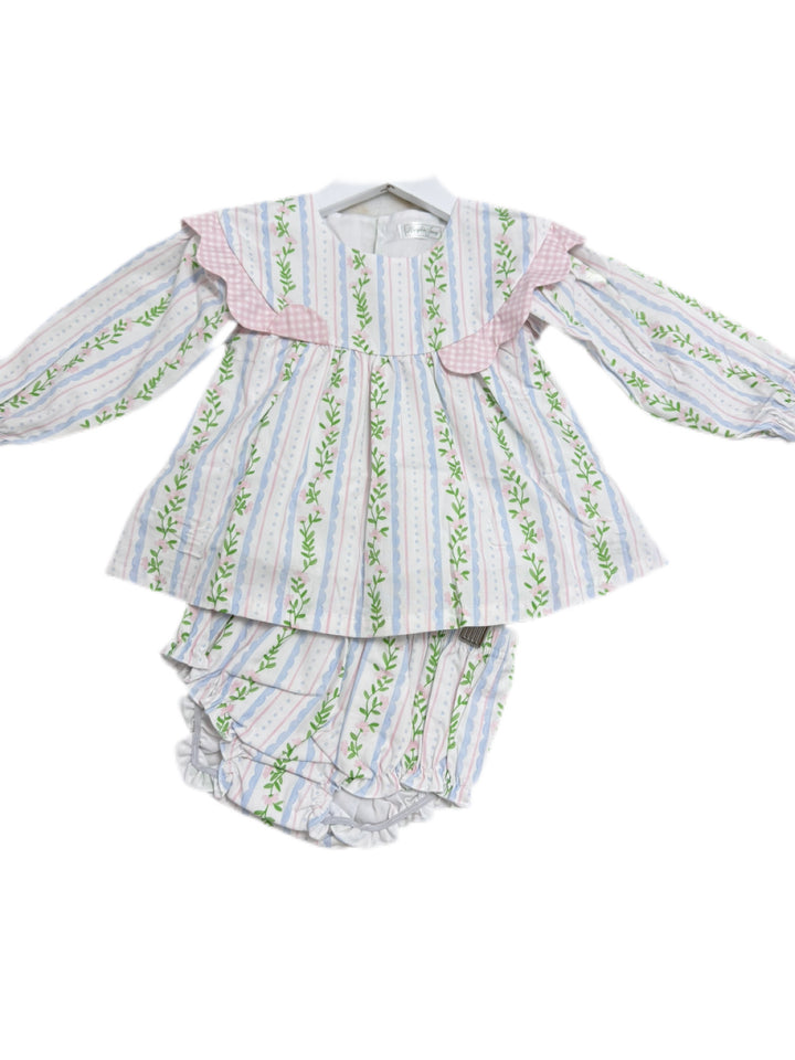 Emily Pink Ivy Scalloped Diaper Set *Pre-Order Ships in October*