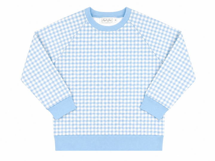 Everyday LS Blue Gingham Lightweight Sweatshirt
