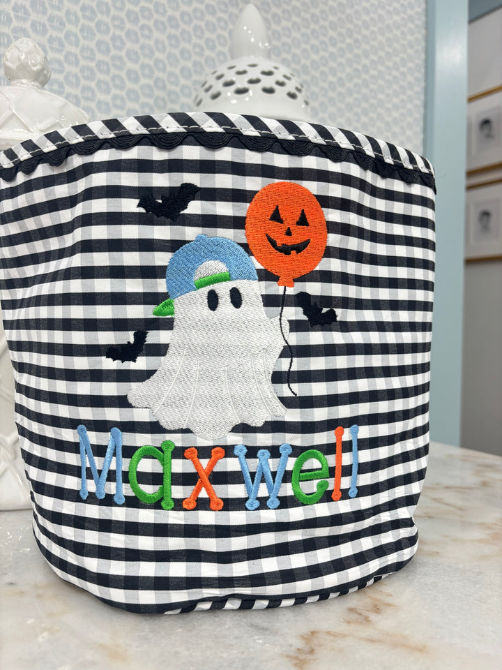Black Gingham Halloween Bucket