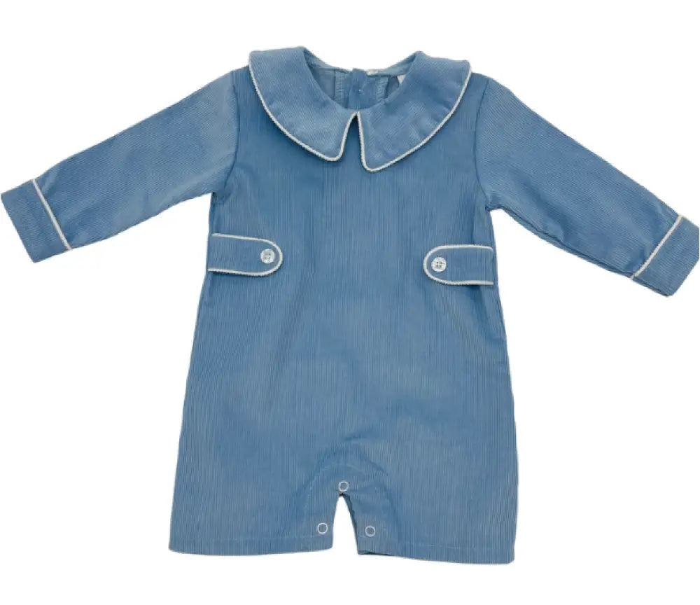 6M Blue Long Sleeve Corduroy Romper Samples
