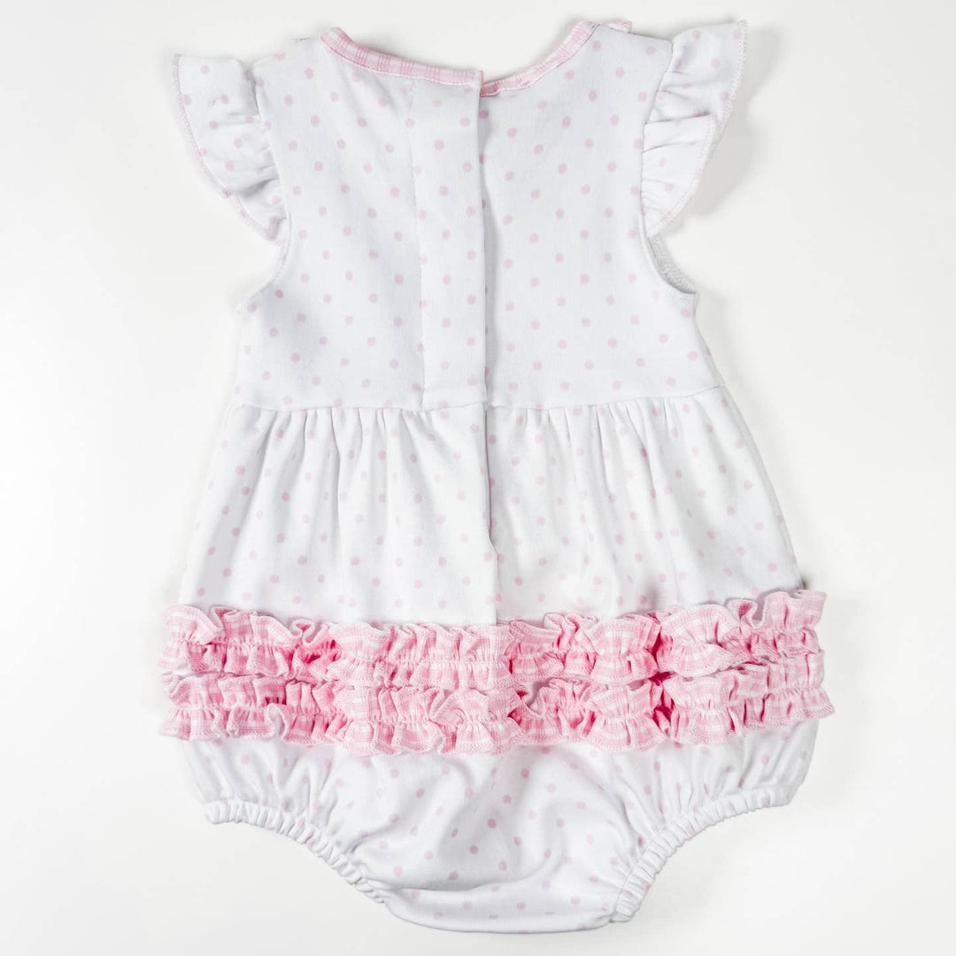 Magnolia Baby - Gingham Dots Ruffle Flutters Bubble-Pink