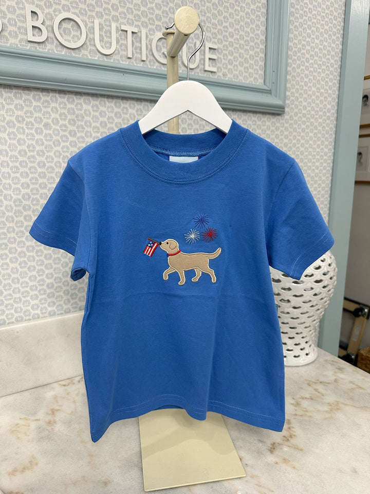 Smiley Crab: Blue Firecracker Lab T- Shirt
