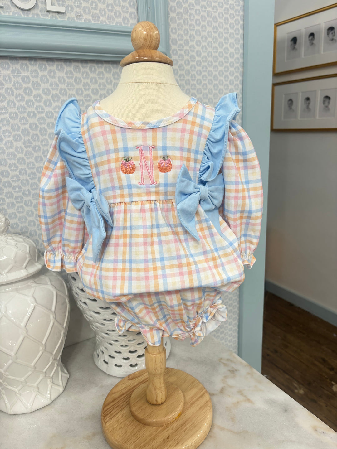 Pastel Plaid Pumpkin Diaper Set