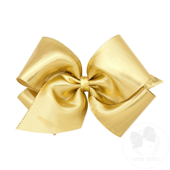 Wee Ones: King Gold Metallic Overlay Girls Hair Bow