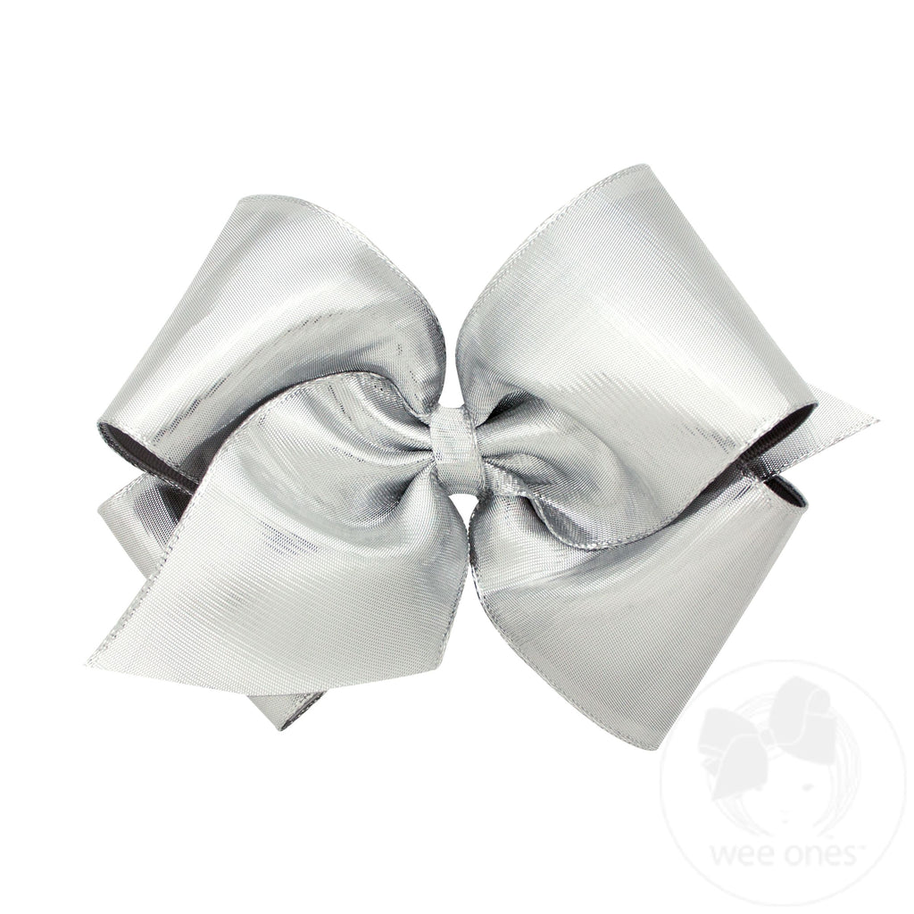 Wee Ones: King Silver Metallic Overlay Girls Hair Bow
