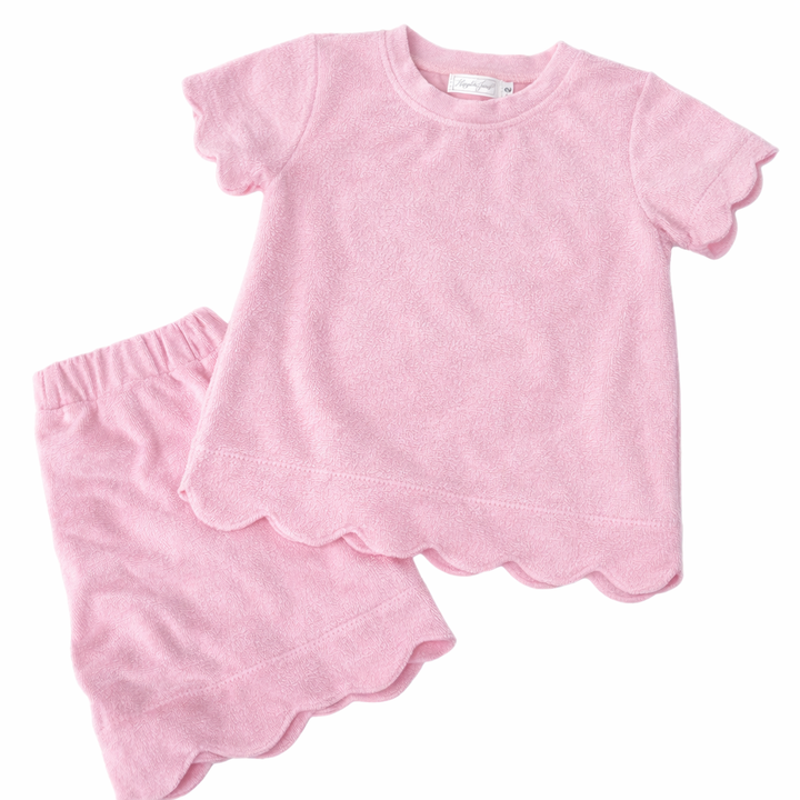 Hampton James Terry Short Set - Scalloped Light Pink