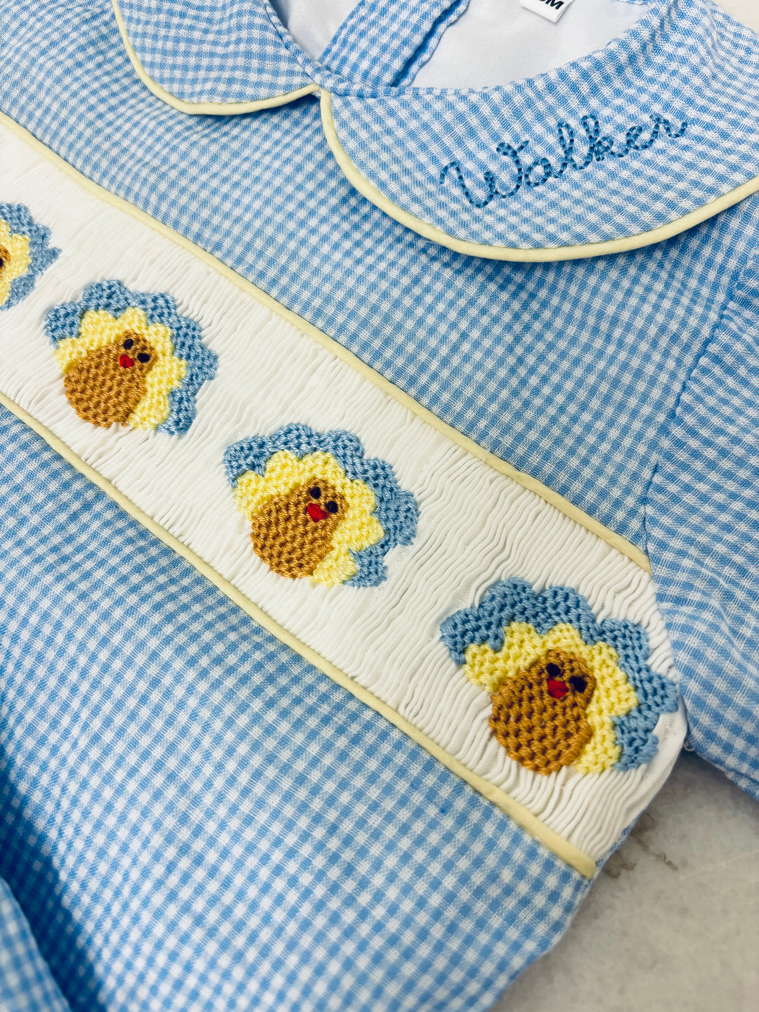 Turkey Smock Blue Gingham Bubble