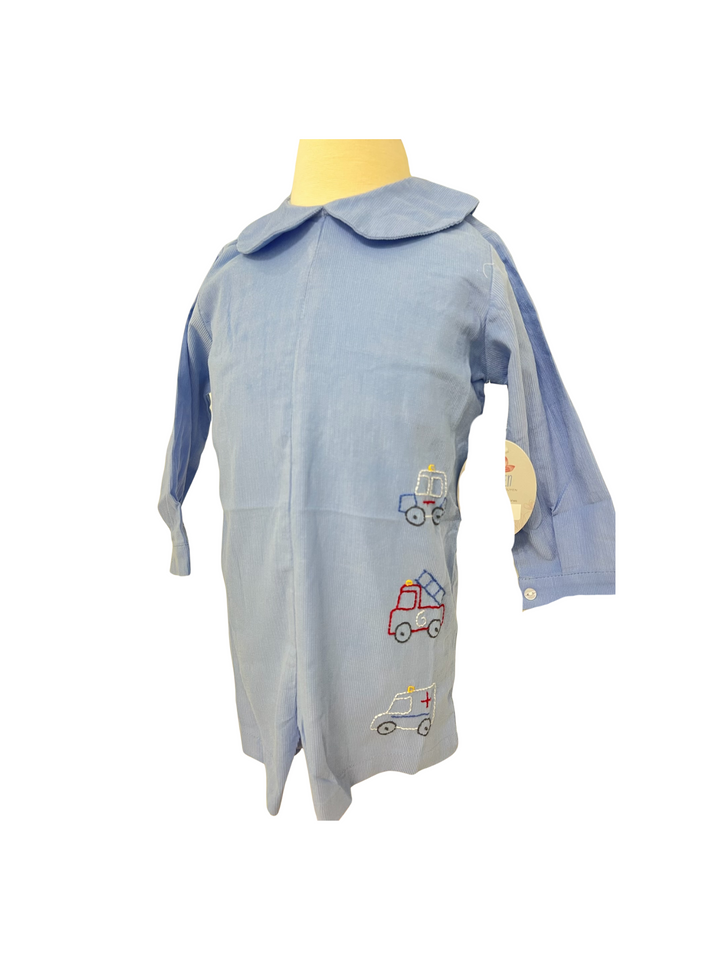 Remember Nguyen- Rowan Boy Romper: Rescue Cars