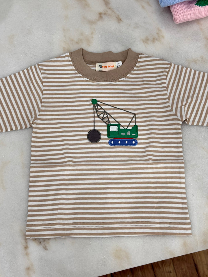 Luigi - Long Sleeve Crane With Ball Striped T-Shirt
