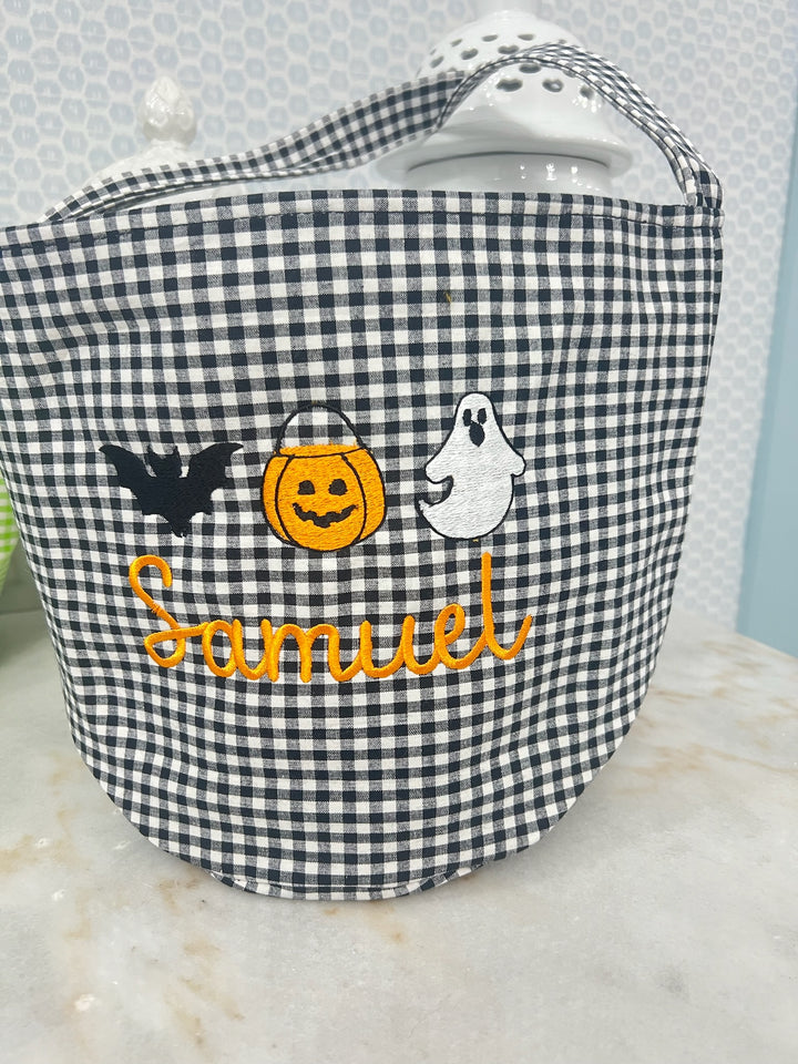 Black Gingham Halloween Bucket