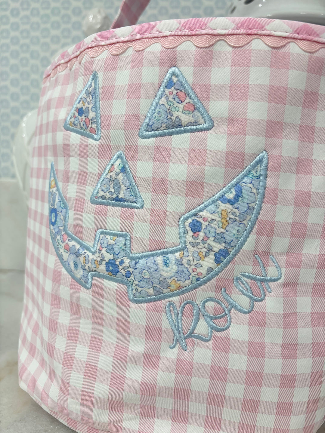 Light Pink Gingham Halloween Bucket