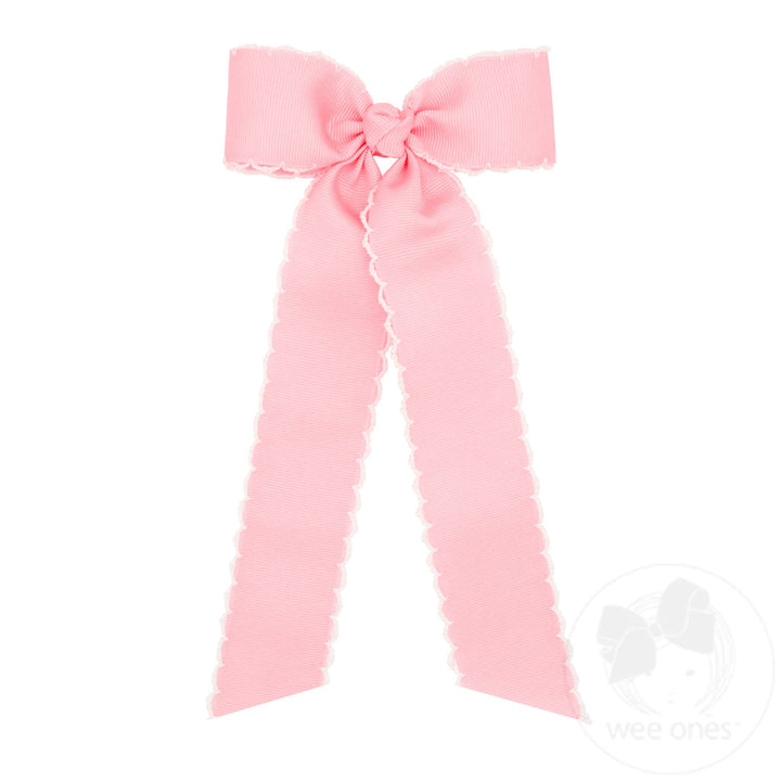 Wee Ones: King Medium Grosgrain Bowtie with Moonstitch Edge, Knot Wrap and Streamer Tails