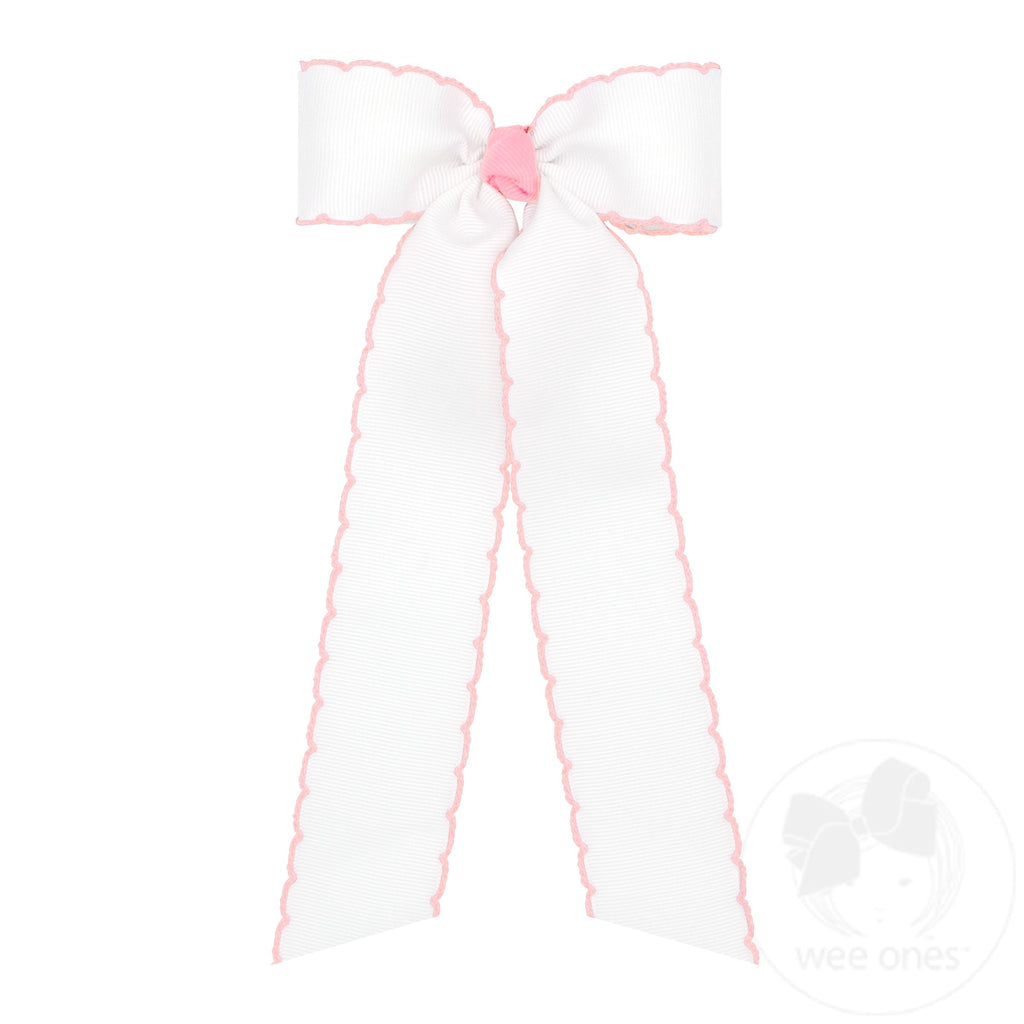 Wee Ones: King Medium Grosgrain Bowtie with Moonstitch Edge, Knot Wrap and Streamer Tails