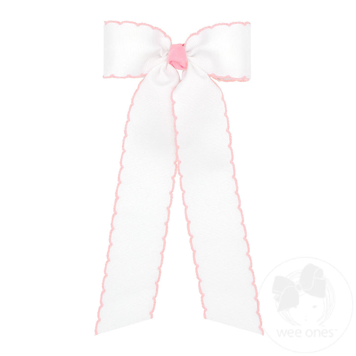 Wee Ones: King Medium Grosgrain Bowtie with Moonstitch Edge, Knot Wrap and Streamer Tails