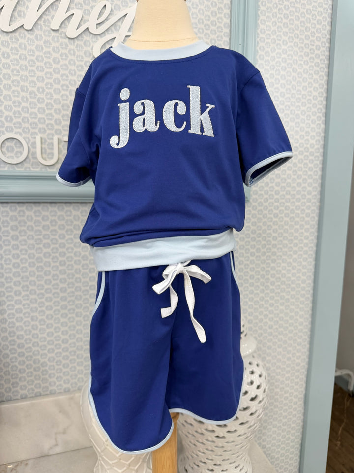 The Tiny Champion Short Set Navy/Light Blue
