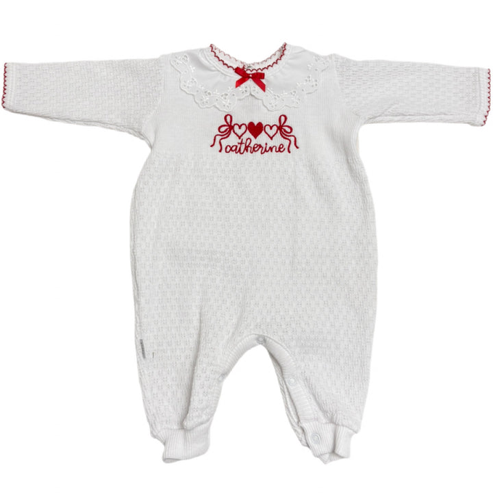 Paty Knit Romper with Collar - Red #LSC