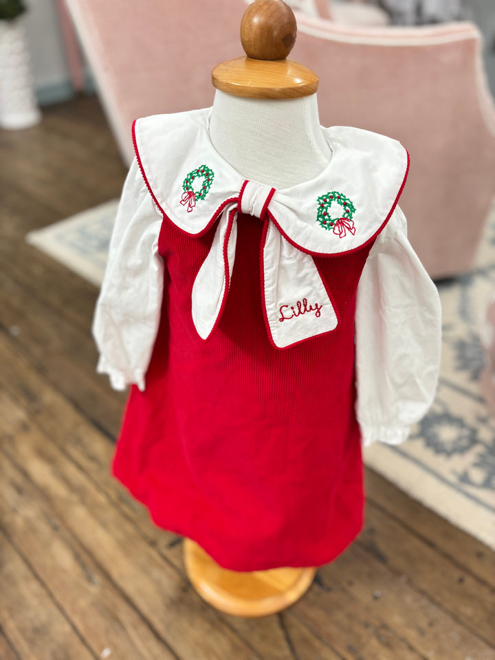 Christmas Red Corduroy Dress (Two Pieces) - PREORDER - ESD Early November