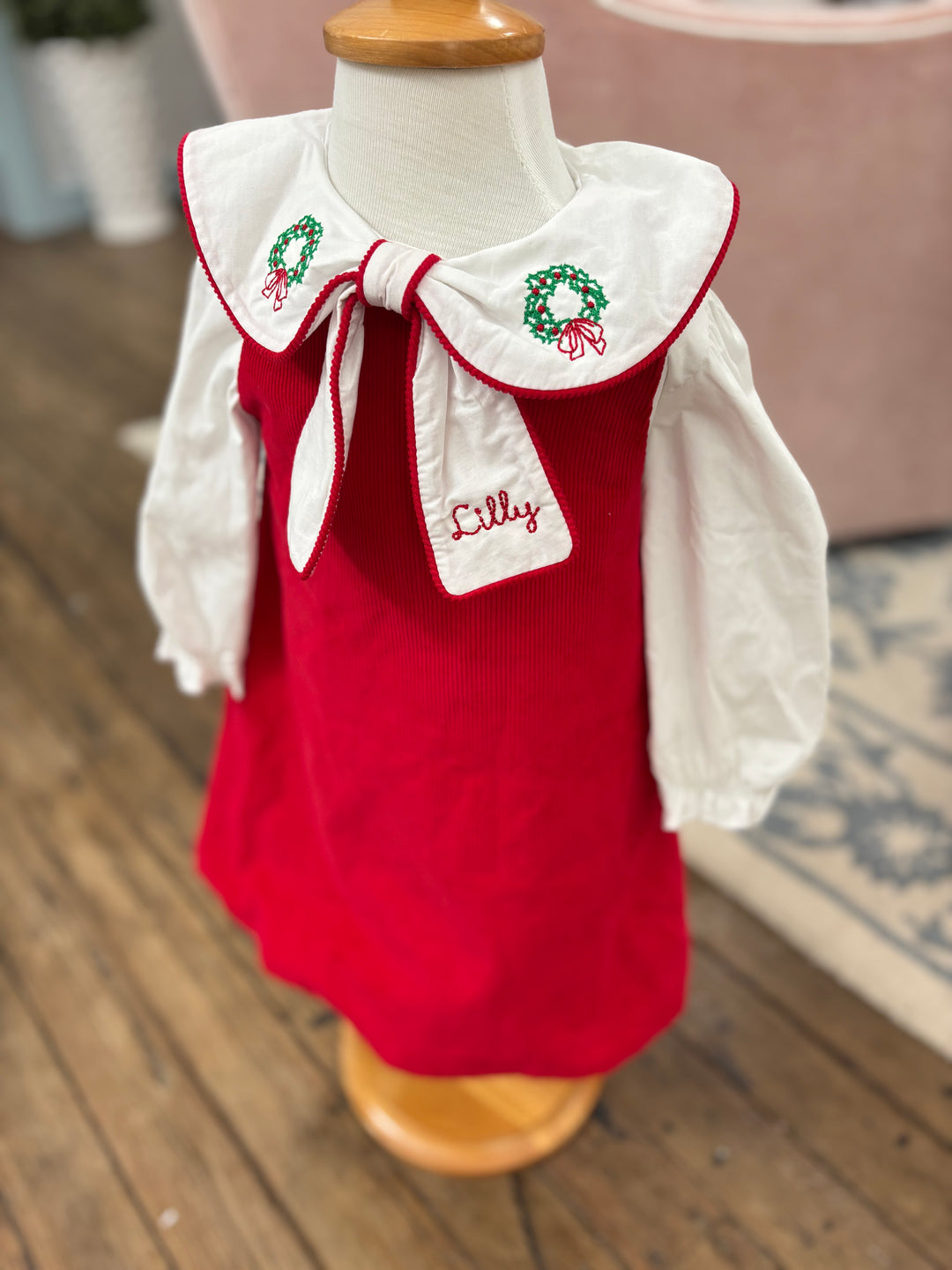 Christmas Red Corduroy Girl Bubble (Two Pieces) - PREORDER - ESD Early November