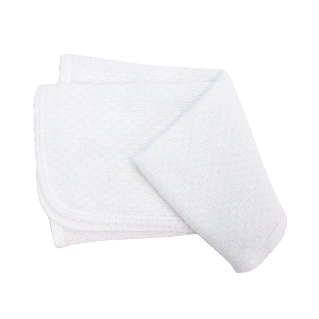 Paty Receiving Blanket - No Bow - White with White Trim #107X-W