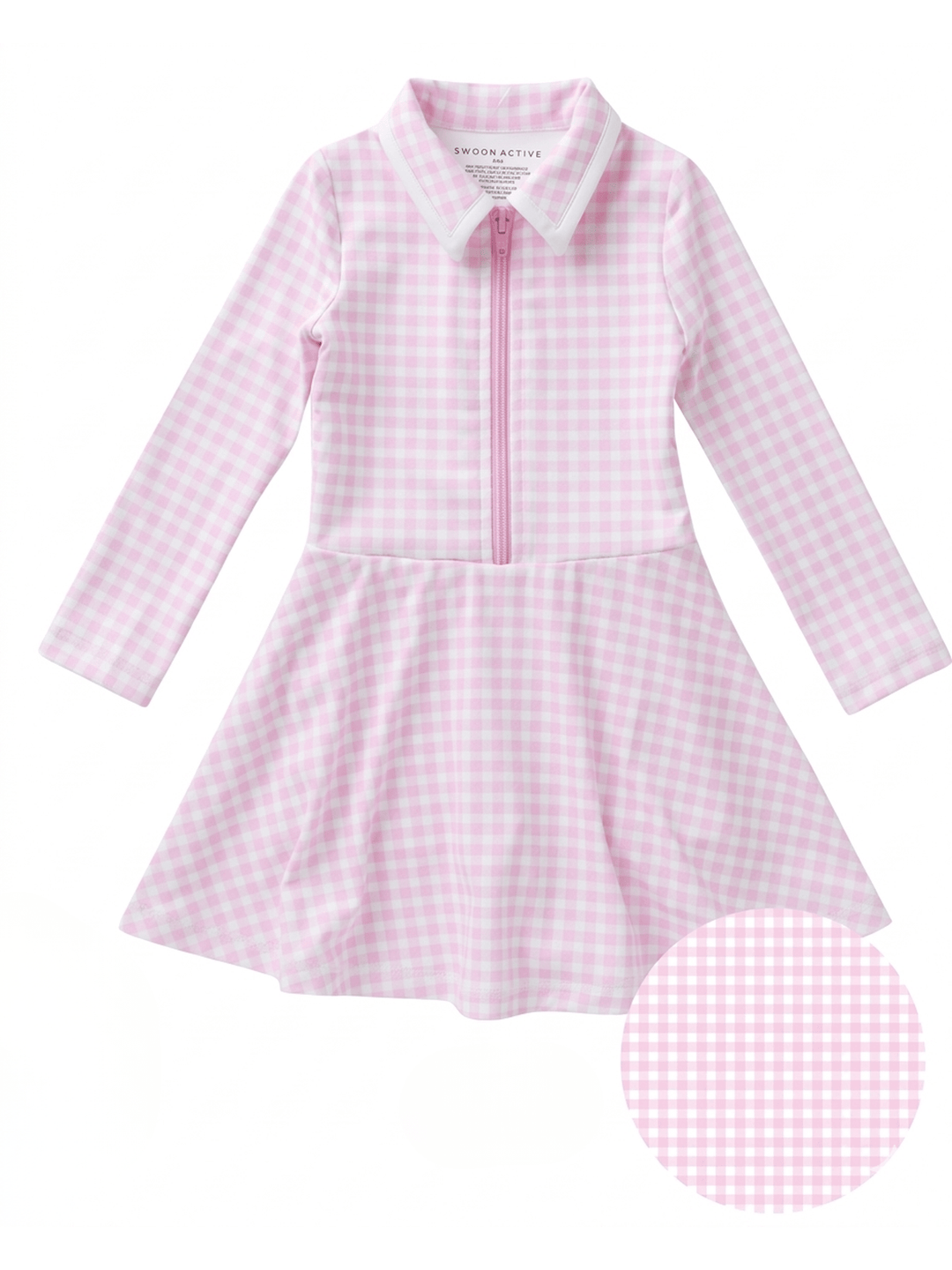 Swoon: Pink Gingham Long Sleeve Tennis Dress