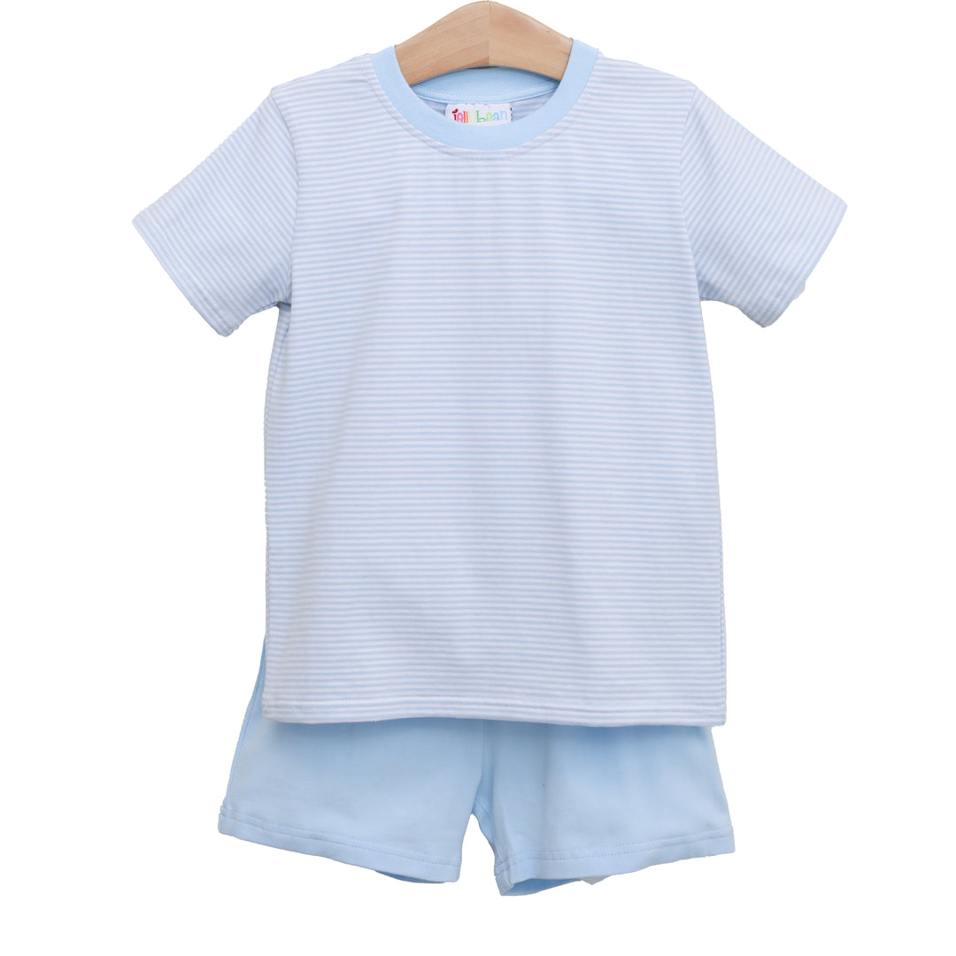 Avery Short Set- Light Blue Stripe - Hampton James Clothing