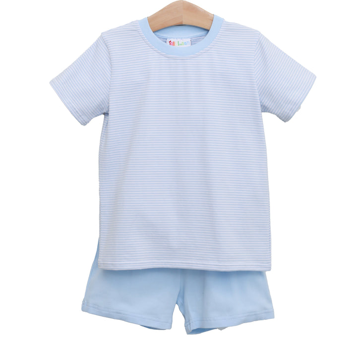 Avery Short Set- Light Blue Stripe - Hampton James Clothing
