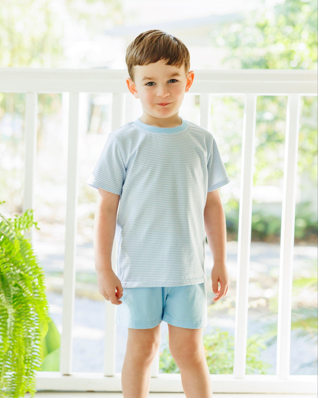 Avery Short Set- Light Blue Stripe - Hampton James Clothing - back view