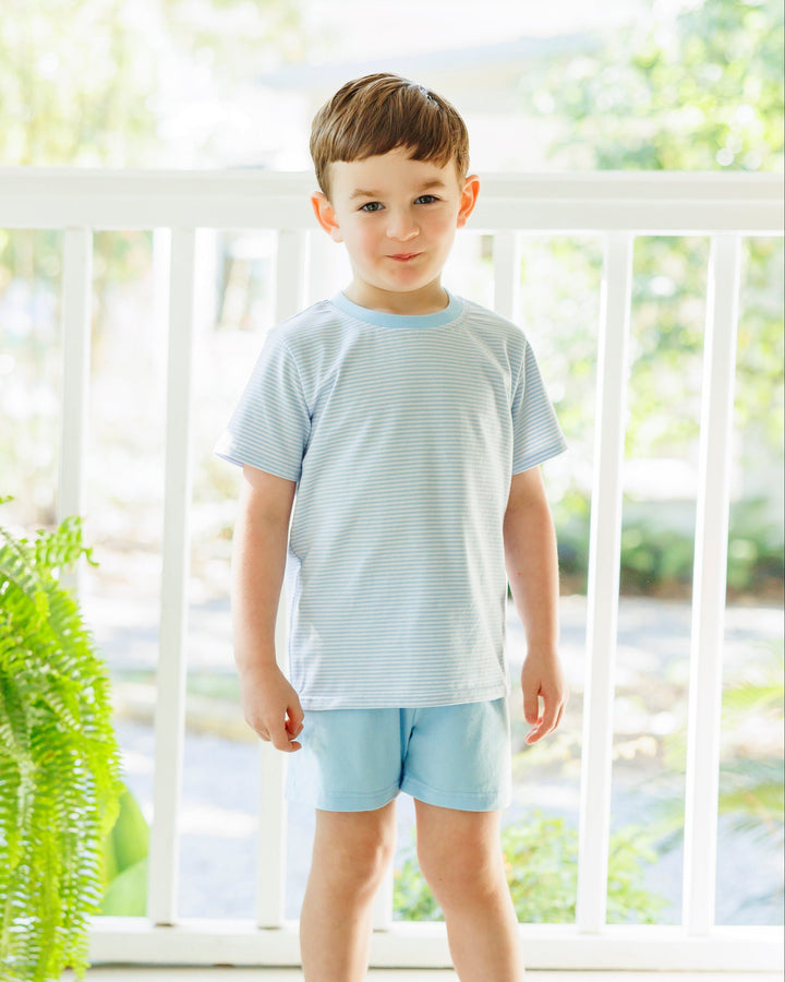 Avery Short Set- Light Blue Stripe - Hampton James Clothing - back view