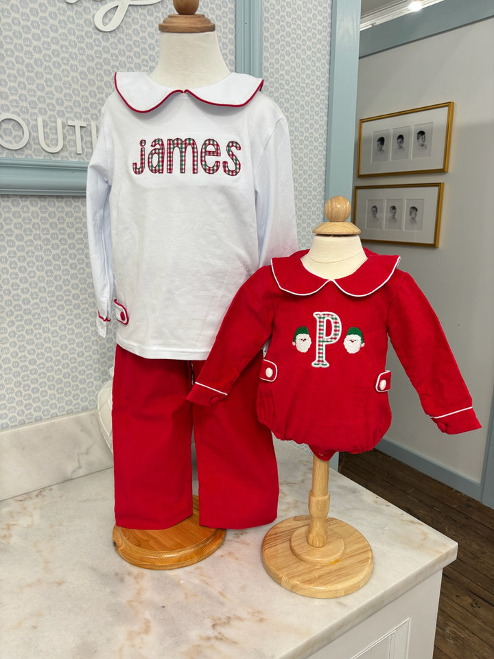Christmas Red Corduroy Pant Set - PREORDER - ESD Early November